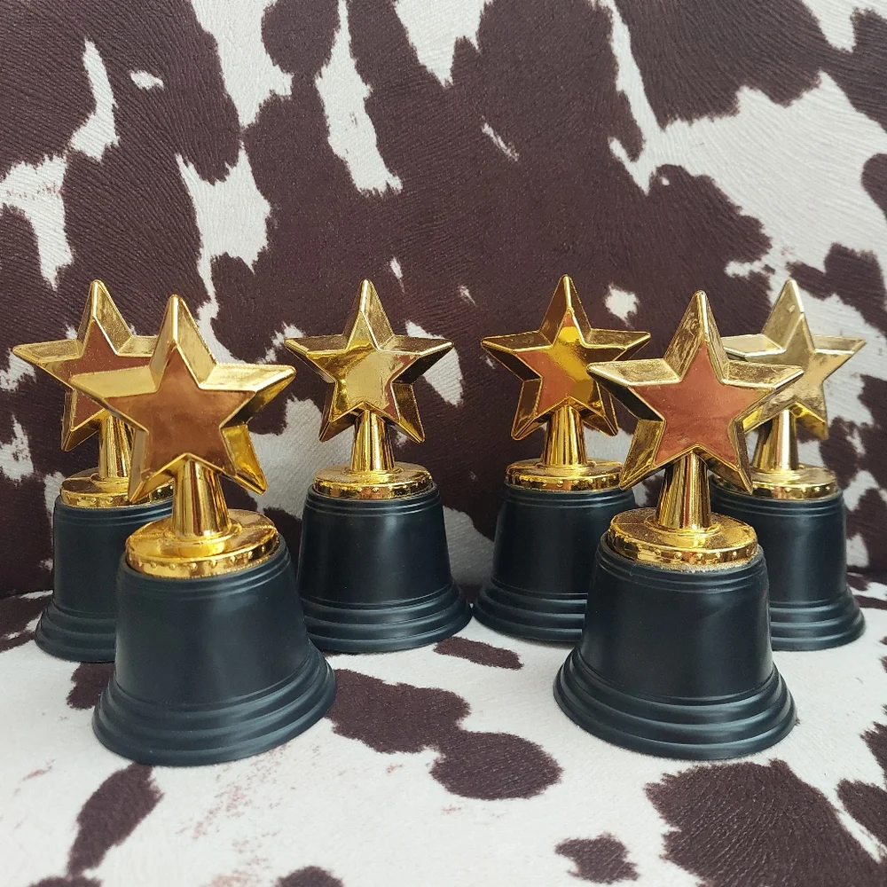 7 Pack Mini Star Trophy Awards Bulk (4.5 Inch) Party Favor/Cake Topper